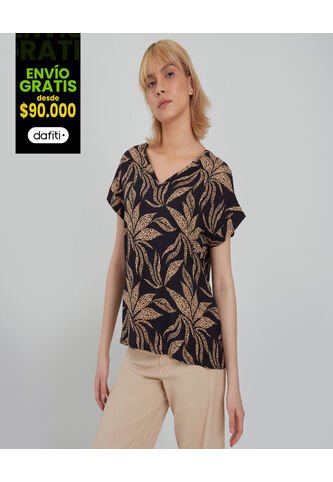 Blusa Para Mujer Manga Corta Color Negro Marca Ostu #40120893 Ostu