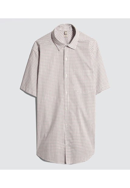 Camisa Para Hombre Manga Corta Con Bolsillo Color Vino Marca Ostu #60010649