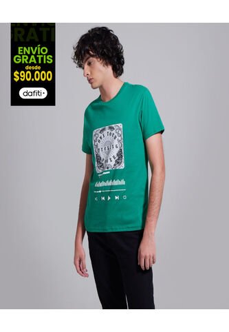 Camiseta Para Hombre Manga Corta Color Verde  Marca Ostu #60090841 Ostu