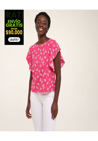 Blusa Para Mujer Manga Corta Color Rosado  Marca Ostu #40120727 Ostu