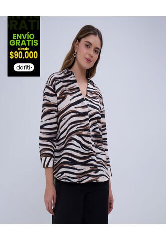 Camisa Para Mujer Manga 3/4 Color Café  Marca Ostu #40010256 Ostu