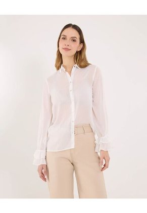 Camisa Para Mujer Manga Larga Color Crudo Marca Ostu #40010353