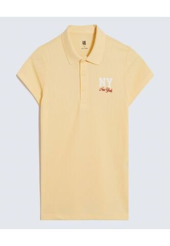 Polo Infantil Niña Manga Corta Color Amarillo Marca Ostu #90110004 Ostu