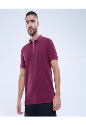 Polo Para Hombre Cuello Tejido Sin Bolsillo Color Vino Marca Ostu #60110727