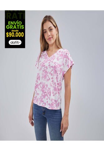 Blusa Para Mujer Manga Corta Color Rosado  Marca Ostu #40121004 Ostu