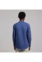Camisa Para Hombre Manga Larga Sin Bolsillo Cuello Neru Color Azul  Marca Ostu #60010543 de Ostu