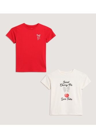 Camiseta Infantil Niña Manga Corta Cuello Redondo Color Rojo Marca Ostu #90090331 Ostu