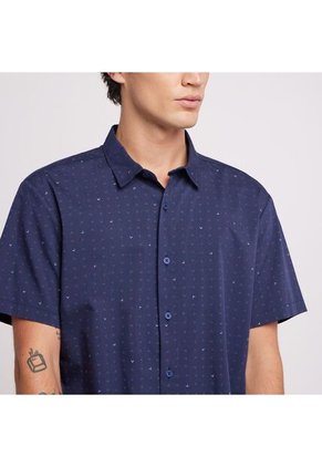 Camisa Para Hombre Manga Corta Sin Bolsillo Color Azul Oscuro Marca Ostu #60010534