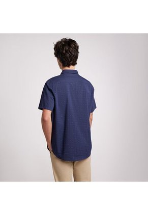 Camisa Para Hombre Manga Corta Sin Bolsillo Color Azul Oscuro Marca Ostu #60010534