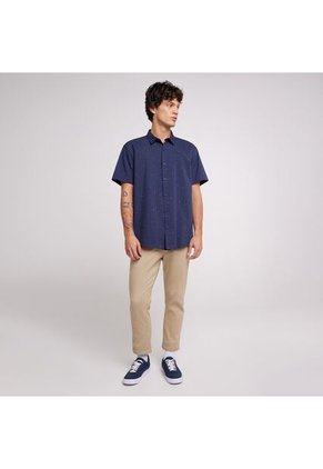 Camisa Para Hombre Manga Corta Sin Bolsillo Color Azul Oscuro Marca Ostu #60010534