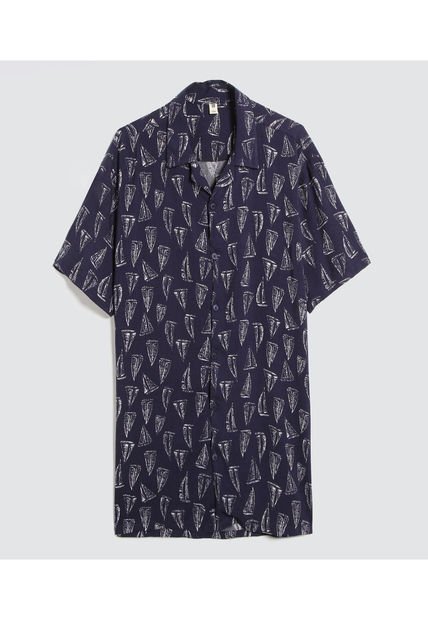 Camisa Para Hombre Manga Corta Sin Bolsillo Color Azul  Marca Ostu #60010707