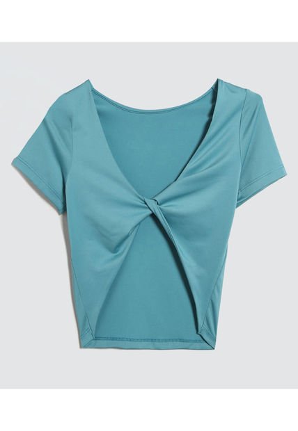 Crop Top Para Mujer Manga Corta Color Azul  Marca Ostu #40092172