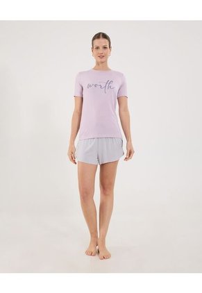 Camiseta Para Mujer Manga Corta Color Lila Marca Ostu #40092284