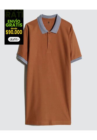 Polo Para Hombre Cuello Tejido Sin Bolsillo Color Mostaza Marca Ostu #60110722 Ostu