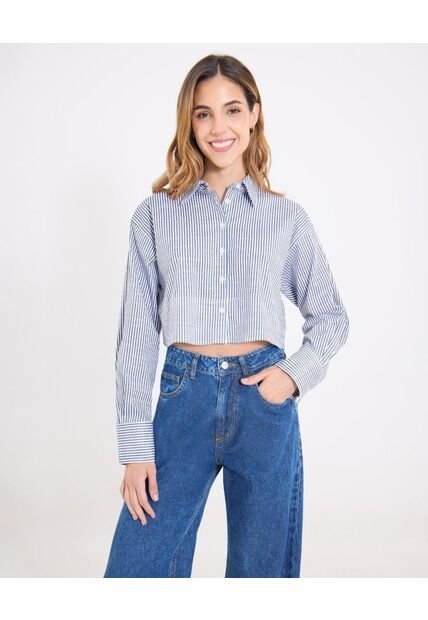 Camisa Para Mujer Manga Larga Color Celeste Marca Ostu #40010342