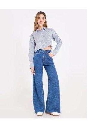 Camisa Para Mujer Manga Larga Color Celeste Marca Ostu #40010342