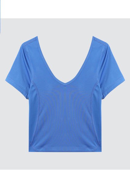 Camiseta Para Mujer Manga Corta Color Azul  Marca Ostu #40092082