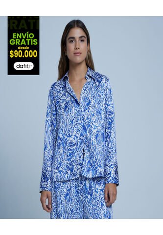 Camisa Para Mujer Manga Larga Color Azul  Marca Ostu #40010180 Ostu