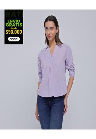 Camisa Para Mujer Manga Larga Color Lila Marca Ostu #40010219 Ostu