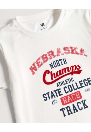 Camiseta Infantil Niño Manga Corta Cuello Redondo Color Crema Marca Ostu #80090311