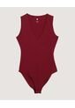 Body  Para Mujer Manga Sisa Color Vino Marca Ostu #40200222 de Ostu
