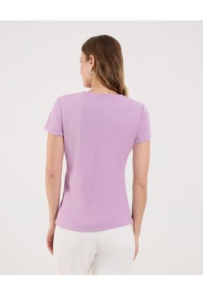 Camiseta Para Mujer Manga Corta Cuello Redondo Color Lila Marca Ostu #40092579