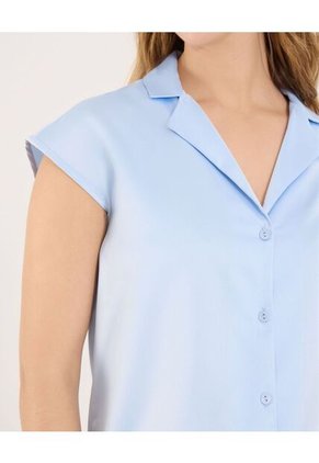 Blusa Para Mujer Manga Sisa Color Celeste Marca Ostu #40121190