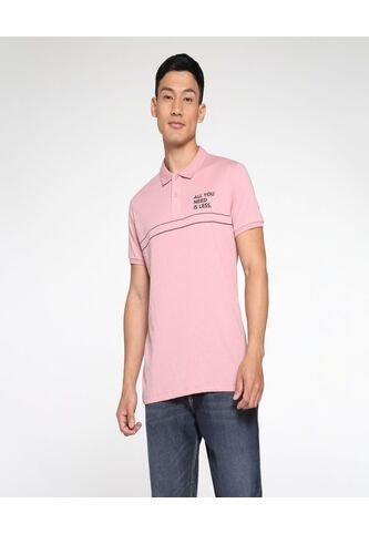 Polo Para Hombre Cuello Tejido Sin Bolsillo Color Rosado  Marca Ostu #60110493 Ostu
