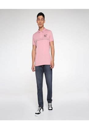 Polo Para Hombre Cuello Tejido Sin Bolsillo Color Rosado  Marca Ostu #60110493