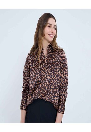 Camisa Para Mujer Manga Larga Color Café Marca Ostu #40010296