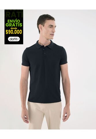 Polo Para Hombre Cuello Tejido Sin Bolsillo Color Negro Marca Ostu #60110580 Ostu