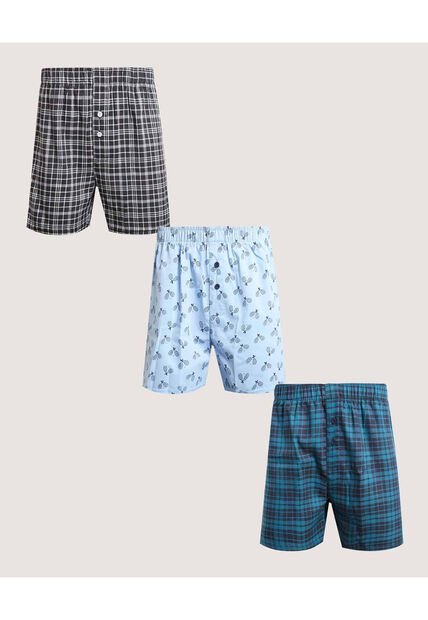 Boxer Para Hombre Bragueta Amplio Color Azul Marca Ostu #60000520