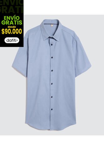 Camisa Para Hombre Manga Corta Sin Bolsillo Color Azul  Marca Ostu #60010700 Ostu