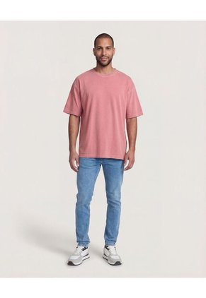 Camiseta  Para Hombre Manga Corta Cuello Redondo Color Coral Marca Ostu #60091673