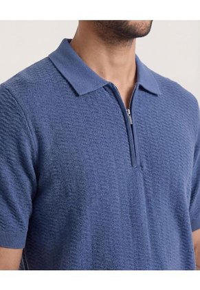 Polo  Para Hombre Cuello Tejido Sin Bolsillo Color Azul Marca Ostu #60110879