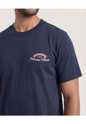 Camiseta  Para Hombre Manga Corta Cuello Redondo Color Azul Marca Ostu #60091895