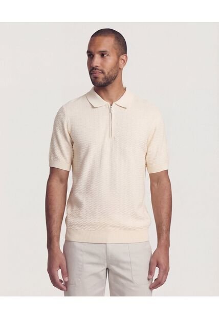 Polo  Para Hombre Cuello Tejido Sin Bolsillo Color Crema Marca Ostu #60110879