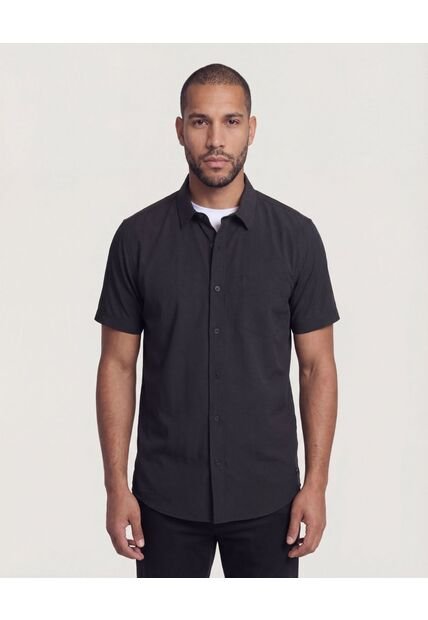 Camisa  Para Hombre Manga Corta Con Bolsillo Cuello Casual M Color Negro Marca Ostu #60010884