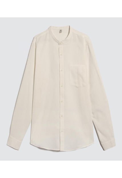 Camisa Para Hombre Manga Larga Con Bolsillo Color Crema Marca Ostu #60010721