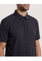 Camisa  Para Hombre Manga Corta Con Bolsillo Cuello Casual M Color Negro Marca Ostu #60010884 de Ostu