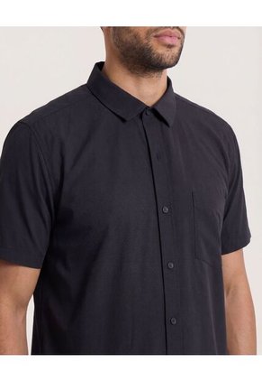 Camisa  Para Hombre Manga Corta Con Bolsillo Cuello Casual M Color Negro Marca Ostu #60010884