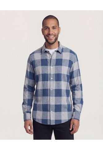 Camisa  Para Hombre Manga Larga Sin Bolsillo Cuello Casual M Color Gris Marca Ostu #60010873 Ostu