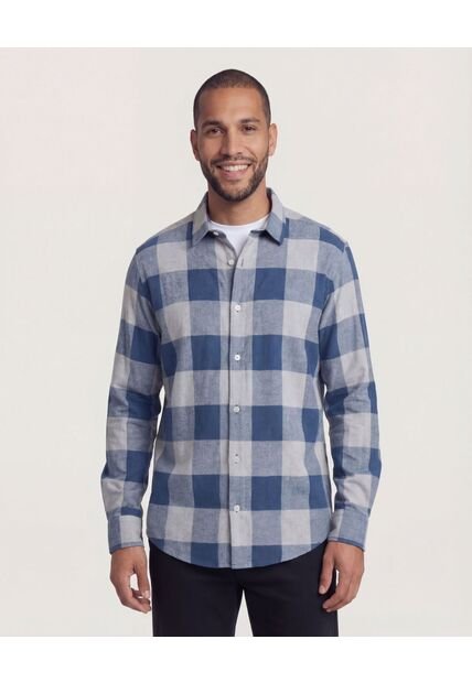 Camisa  Para Hombre Manga Larga Sin Bolsillo Cuello Casual M Color Gris Marca Ostu #60010873