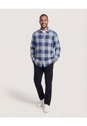 Camisa  Para Hombre Manga Larga Sin Bolsillo Cuello Casual M Color Gris Marca Ostu #60010873