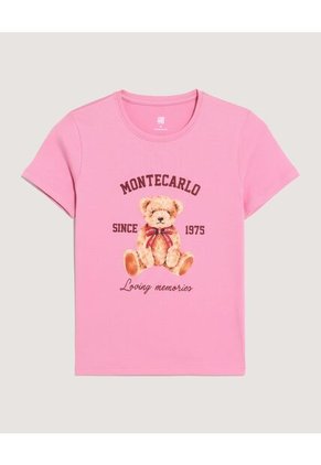Camiseta  Infantil Niña Manga Corta Cuello Redondo Color Rosado Marca Ostu #90090327