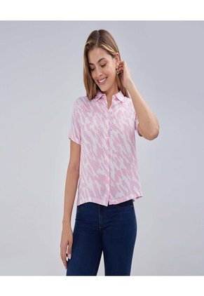 Camisa Para Mujer Manga Corta Color Rosado  Marca Ostu #40010229