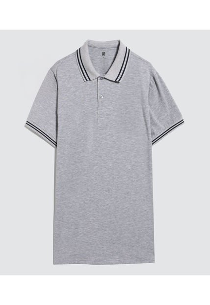 Polo Para Hombre Cuello Tejido Sin Bolsillo Color Gris  Marca Ostu #60110533