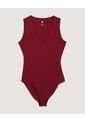 Body  Para Mujer Manga Sisa Color Vino Marca Ostu #40200222 de Ostu