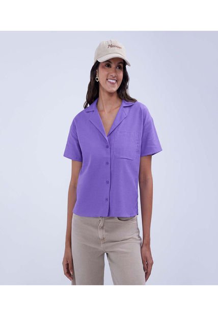 Camisa Para Mujer Manga Corta Color Morado Marca Ostu #40010209