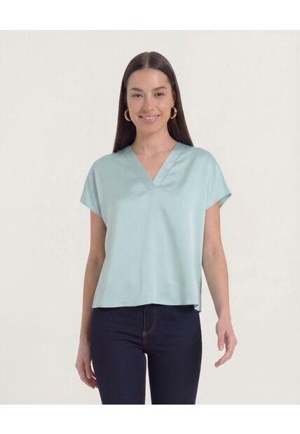 Blusa  Para Mujer Manga Corta Color Verde Marca Ostu #40121224